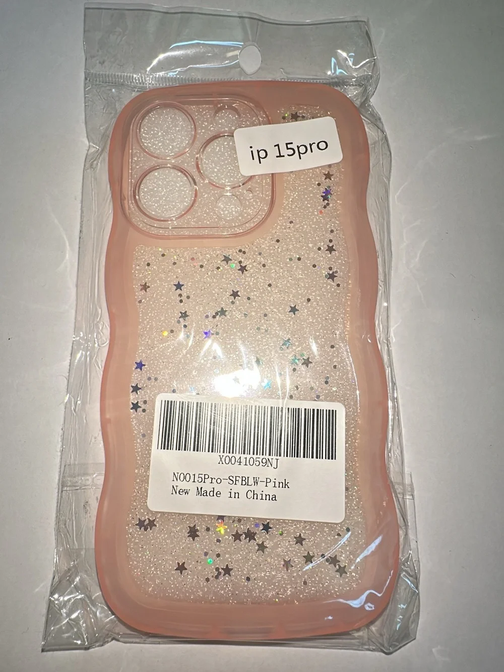 NWT Pink Wavy Glitter Stars iPhone 15 Pro Case